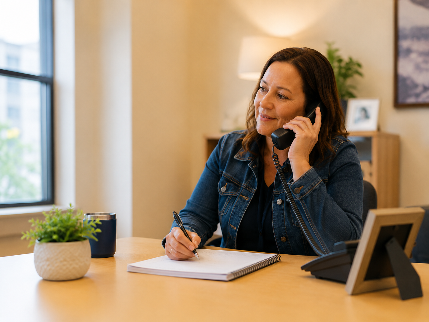 A care coordinator on the phone with a family